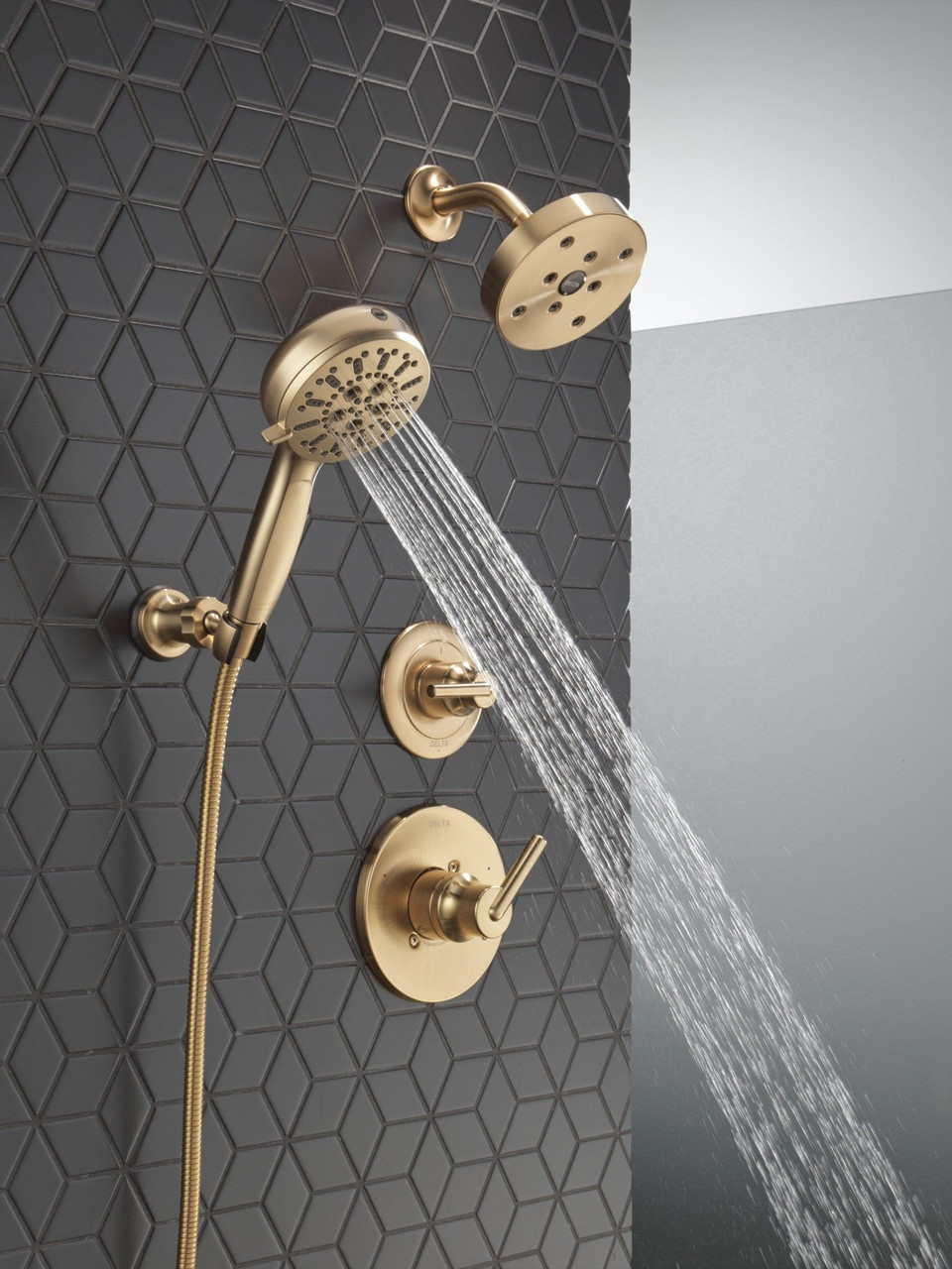 55884-CZ-PR Universal Showering Components 7-Setting Wall Mount Hand Shower with Cleaning Spray, Lumicoat Champagne Bronze