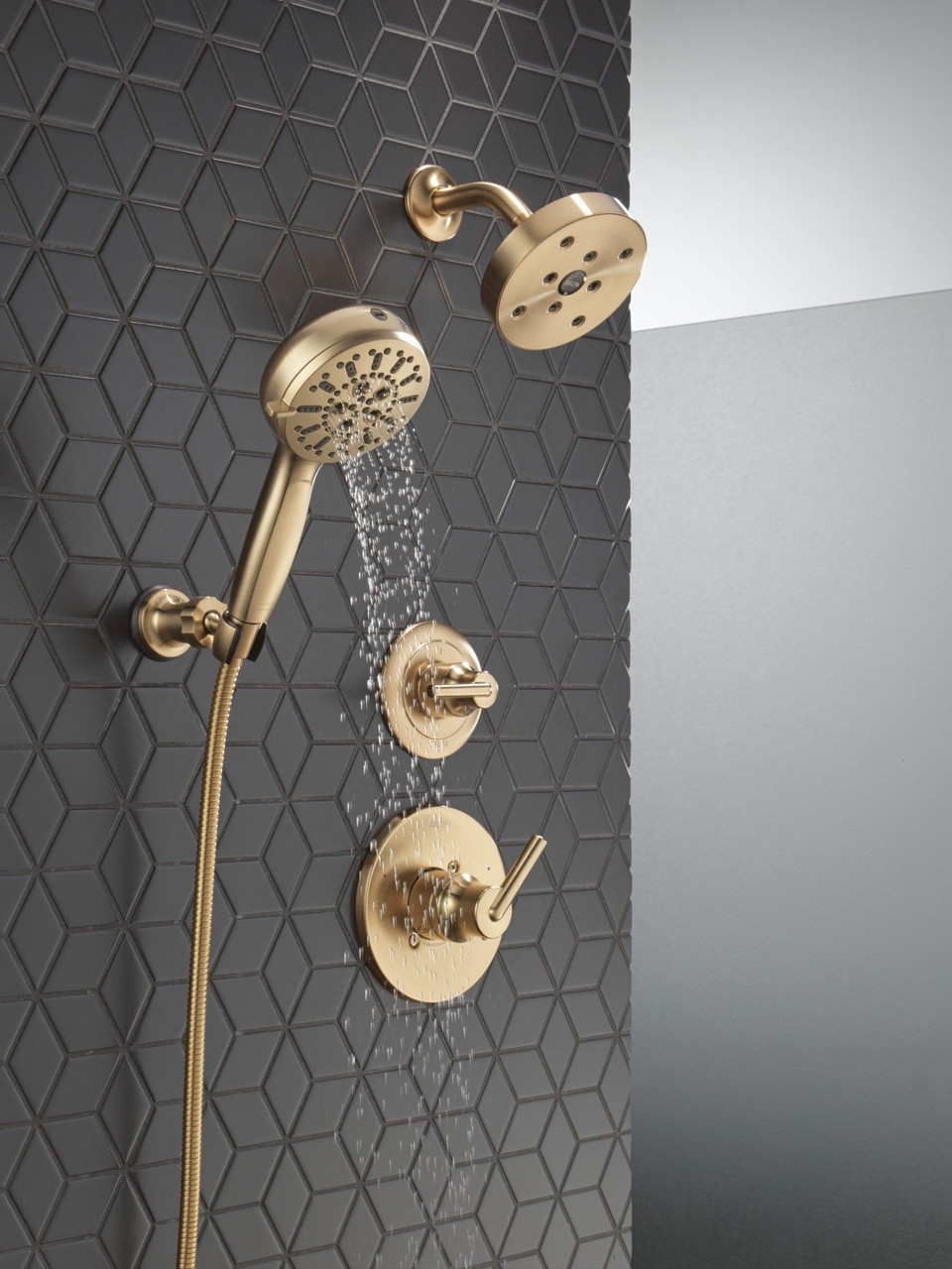 55884-CZ-PR Universal Showering Components 7-Setting Wall Mount Hand Shower with Cleaning Spray, Lumicoat Champagne Bronze