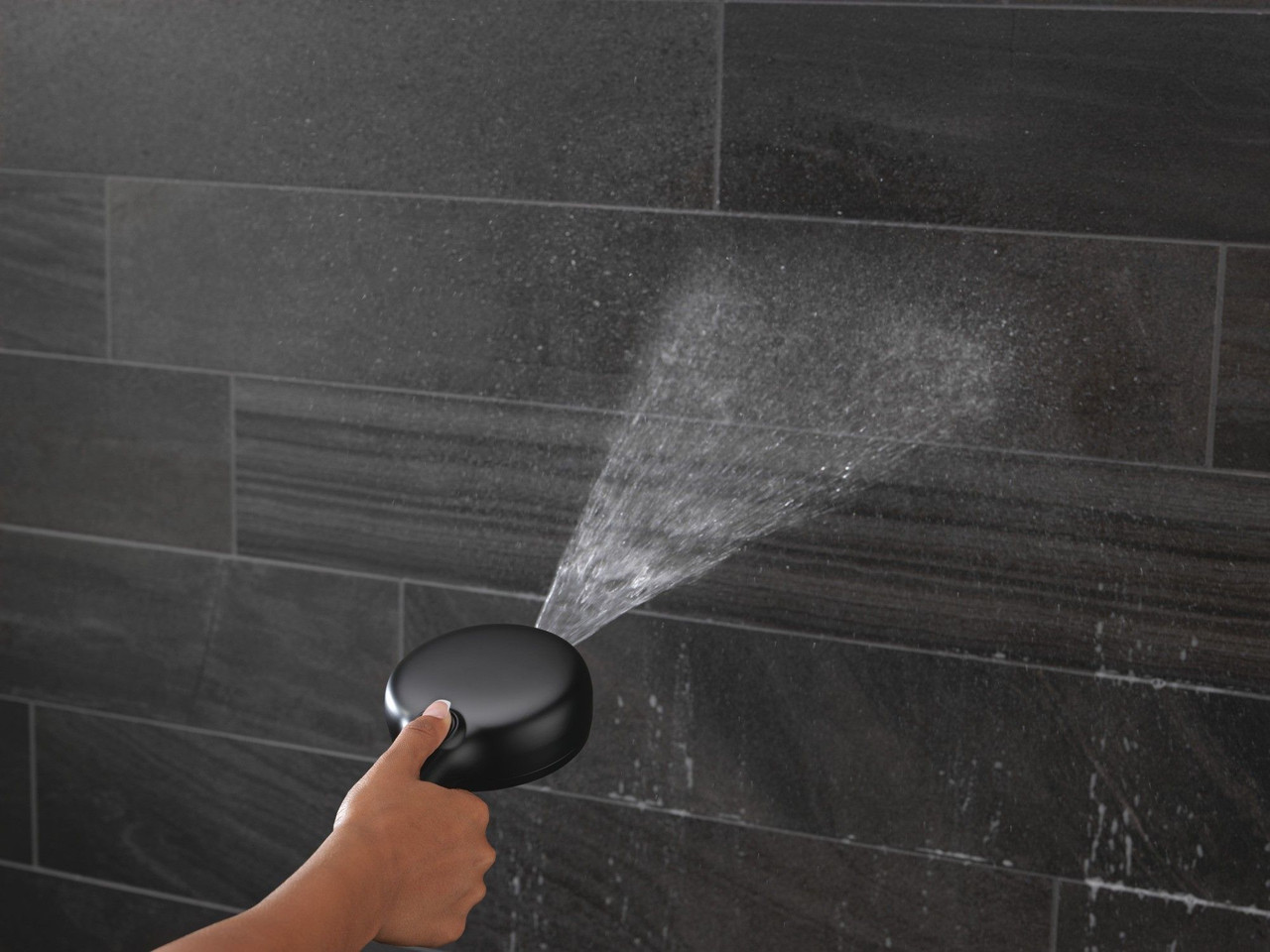 Delta 55884-BL Universal Showering Components 7-Setting Wall Mount Hand Shower with Cleaning Spray, Matte Black