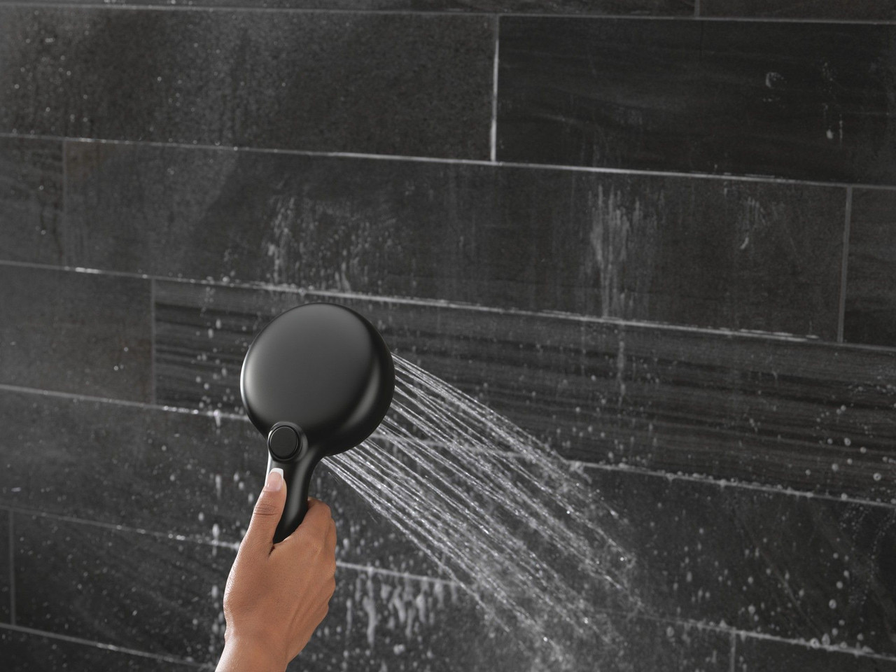 Delta 55884-BL Universal Showering Components 7-Setting Wall Mount Hand Shower with Cleaning Spray, Matte Black
