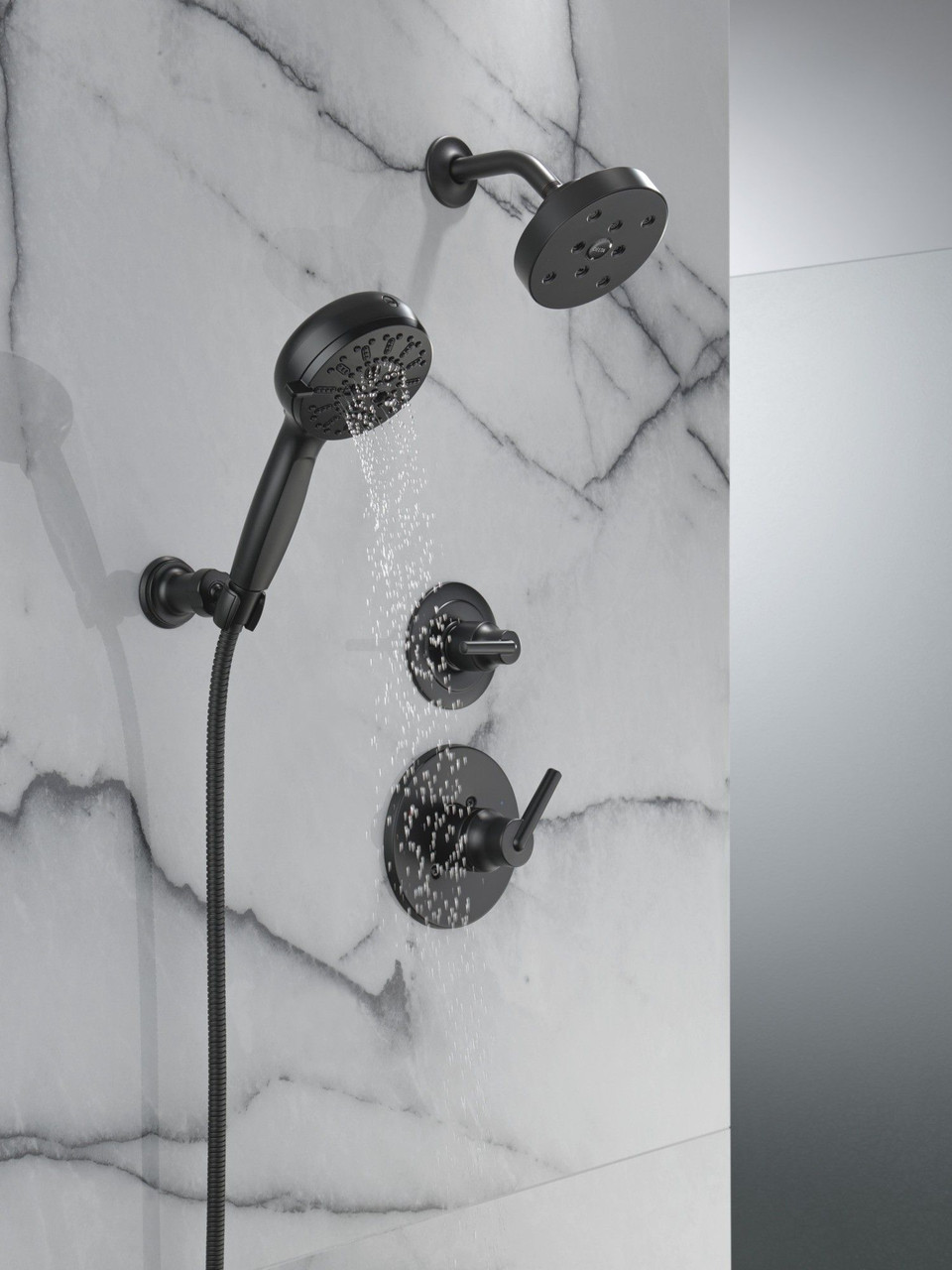Delta 55884-BL Universal Showering Components 7-Setting Wall Mount Hand Shower with Cleaning Spray, Matte Black