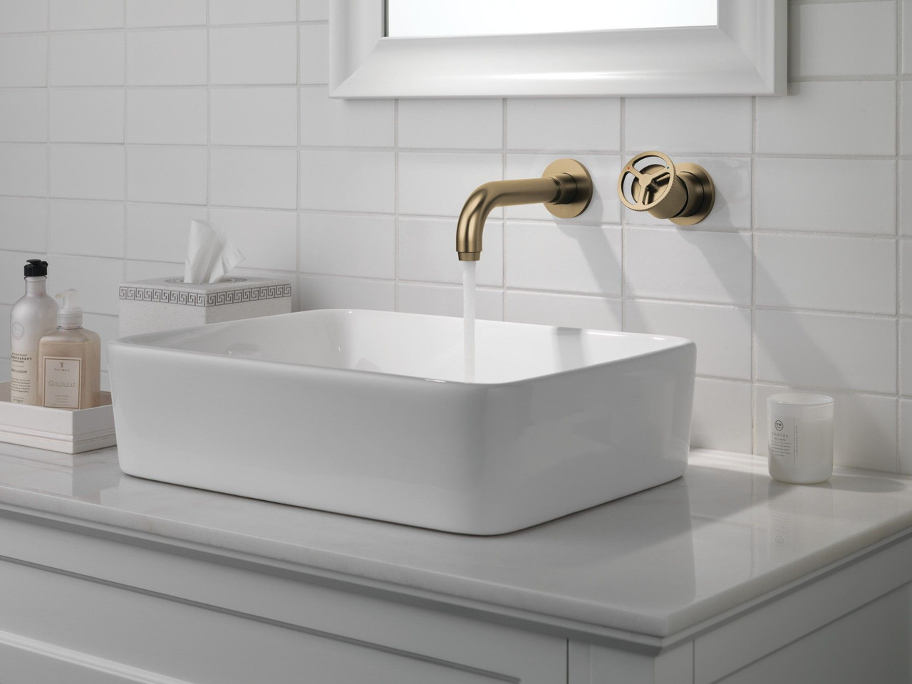 T3558LF-CZWL Trinsic Two Handle Wall Mount Bathroom Faucet Trim, Champagne Bronze