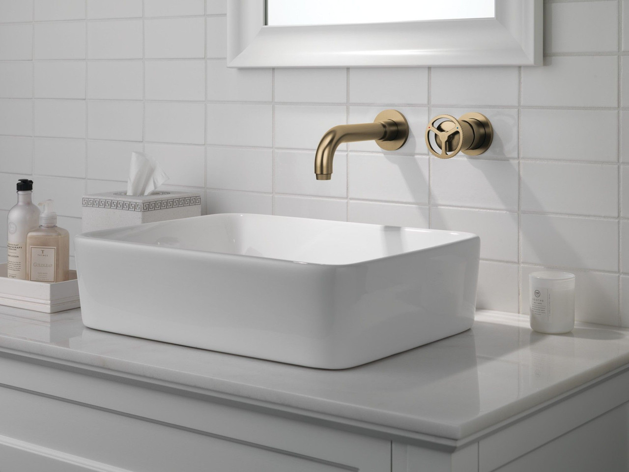 T3558LF-CZWL Trinsic Two Handle Wall Mount Bathroom Faucet Trim, Champagne Bronze