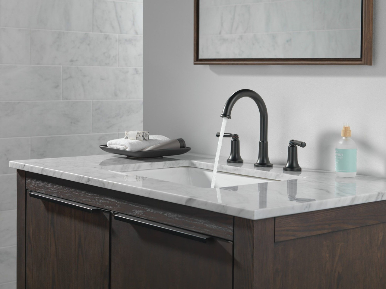 Delta 3535-BLMPU-DST SAYLOR Two Handle Widespread Bathroom Faucet, Matte Black