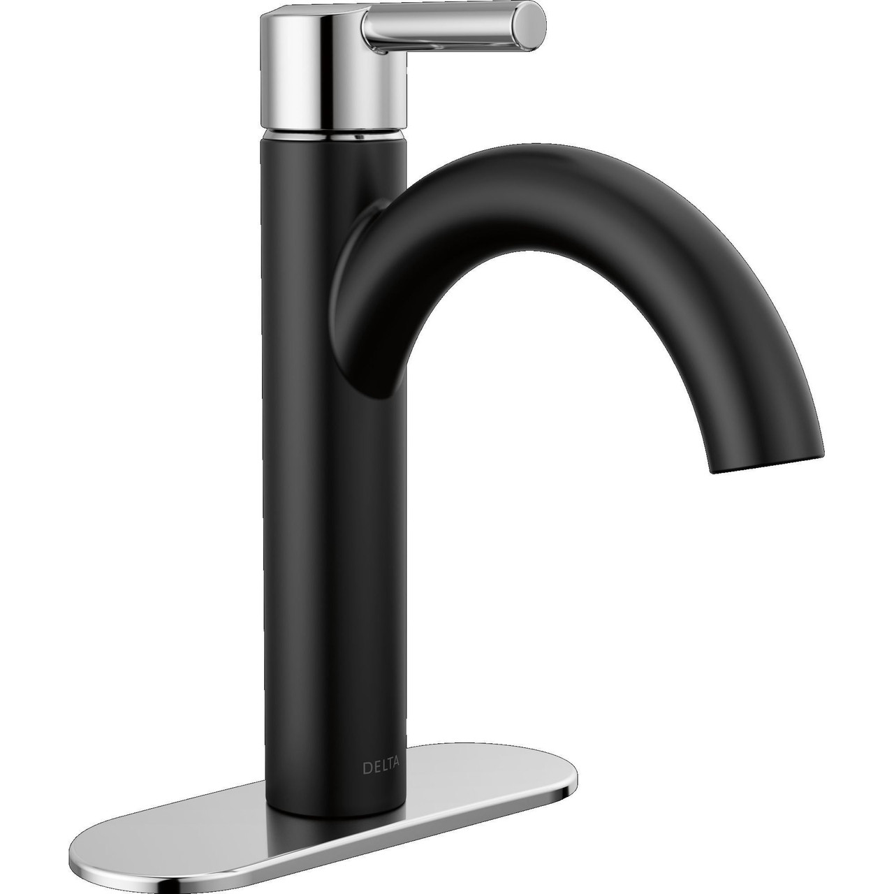 Delta 15749LF-CS Nicoli 7.50-in x 6.00-in x 9.06-in Single Handle Bathroom Faucet, Matte Black and Chrome