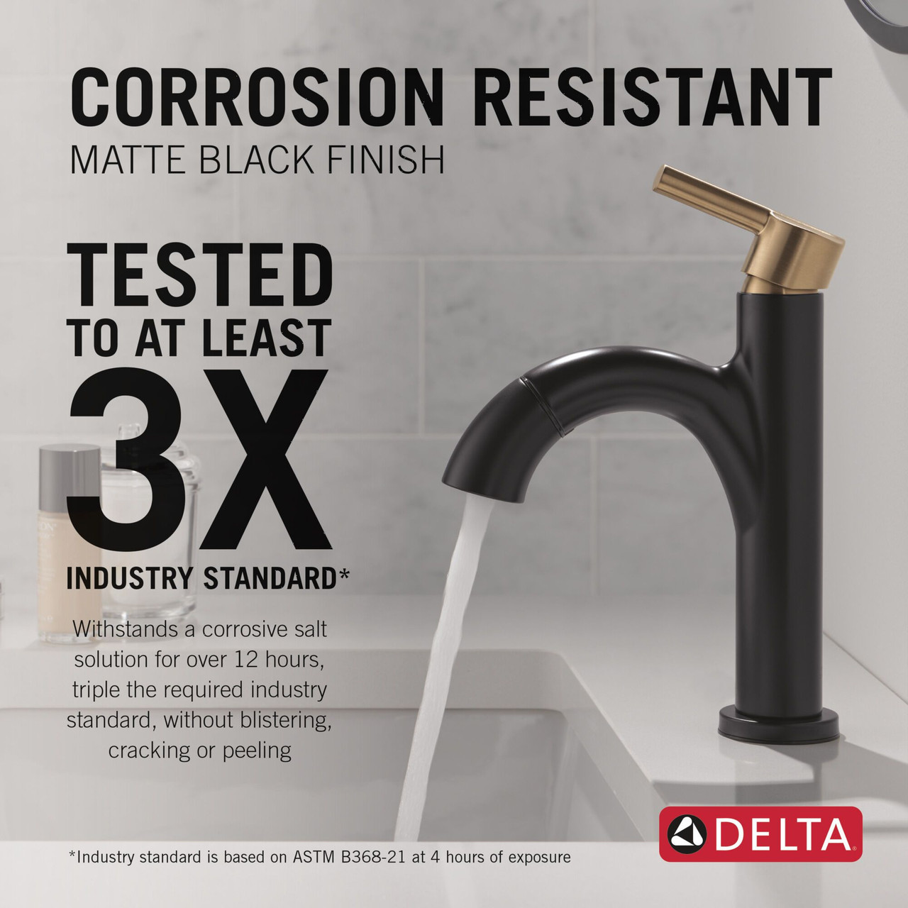 Delta 15749LF-GZPD Nicoli 6.81-in x 6.06-in x 8.75-in Single Handle Pull-Down Bathroom Faucet, Matte Black and Champagne Bronze