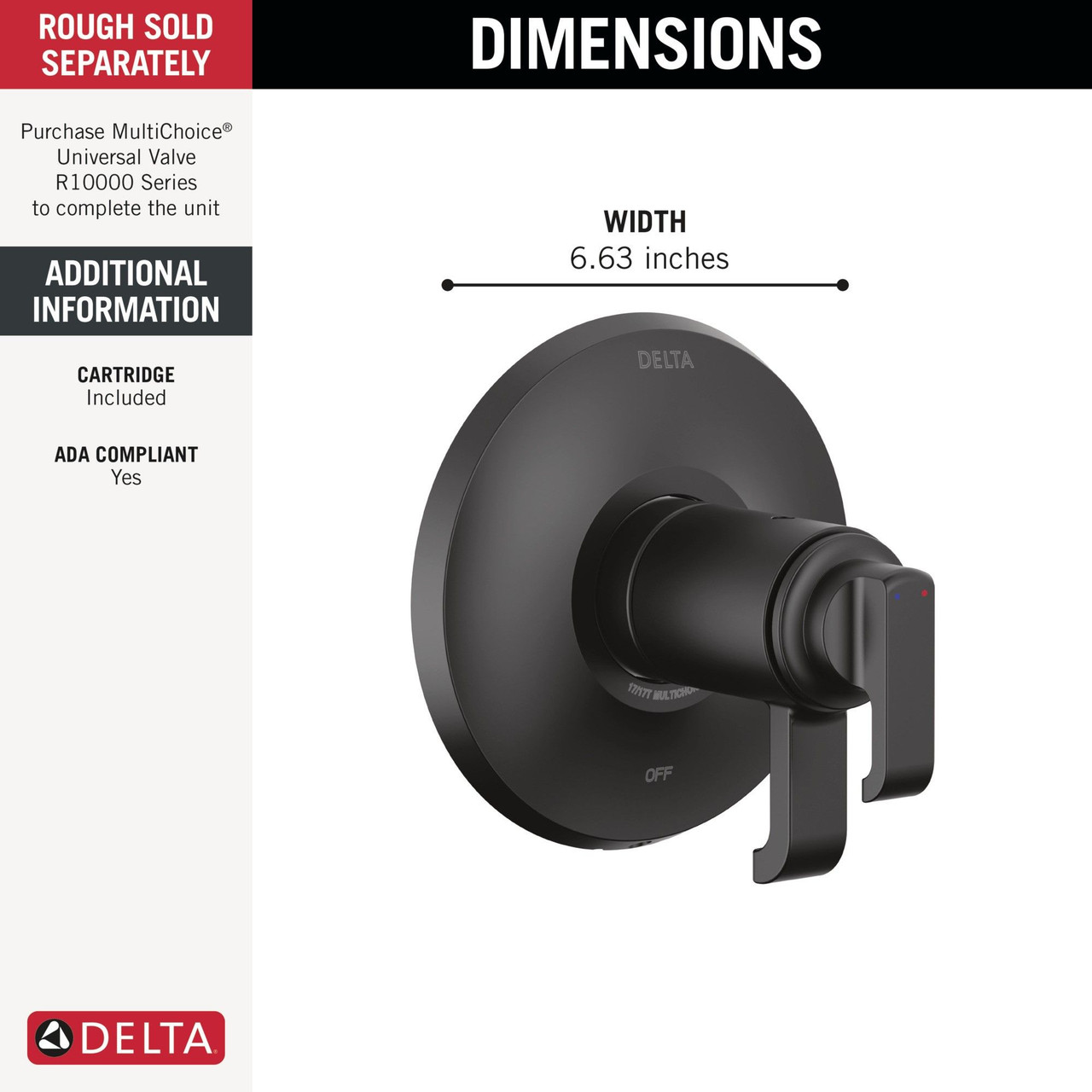 T17T089-BL Tetra 17T Series Valve Only, Matte Black