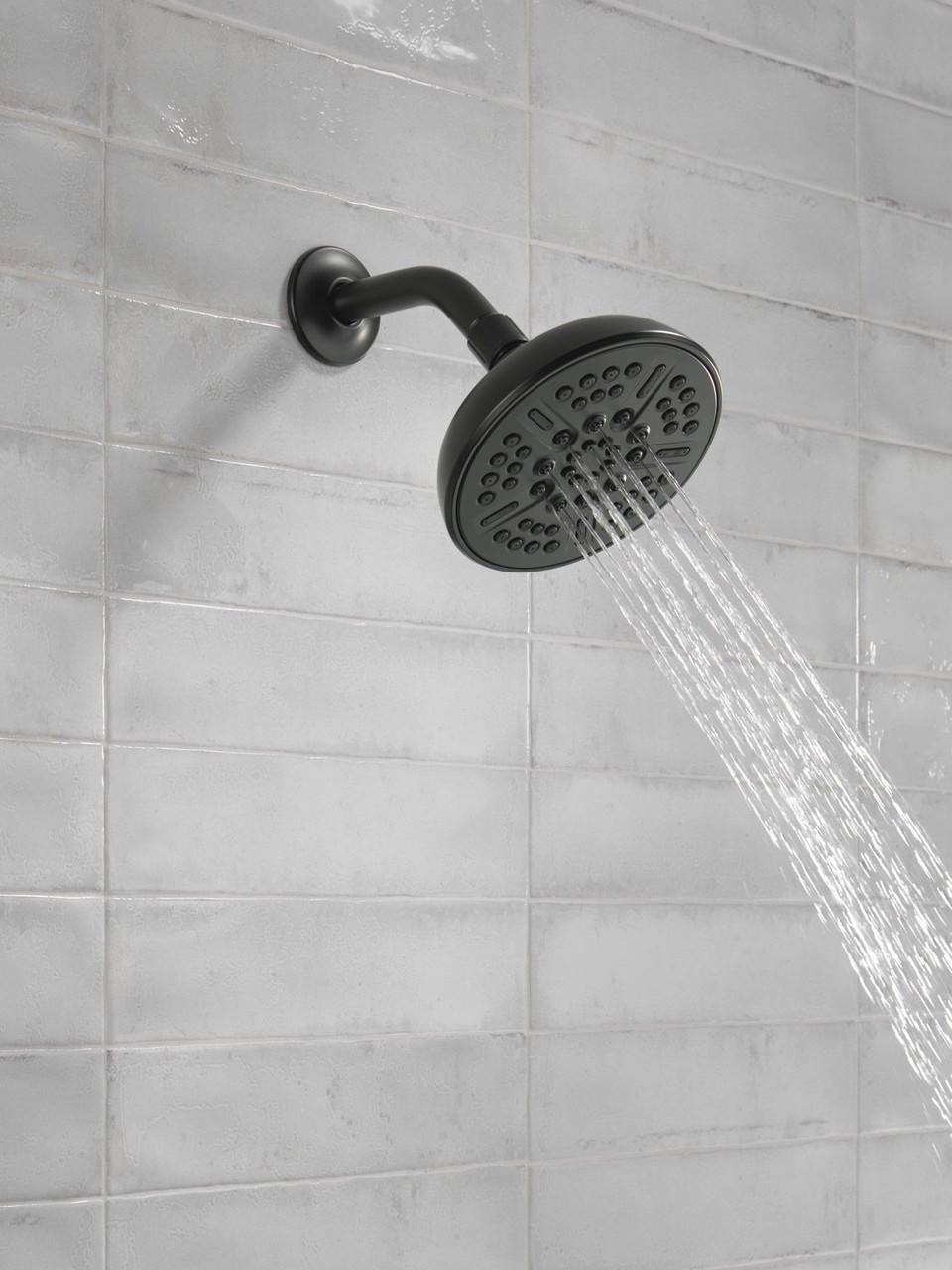 75898BL Universal Showering Components 8-Setting Shower Head, Matte Black