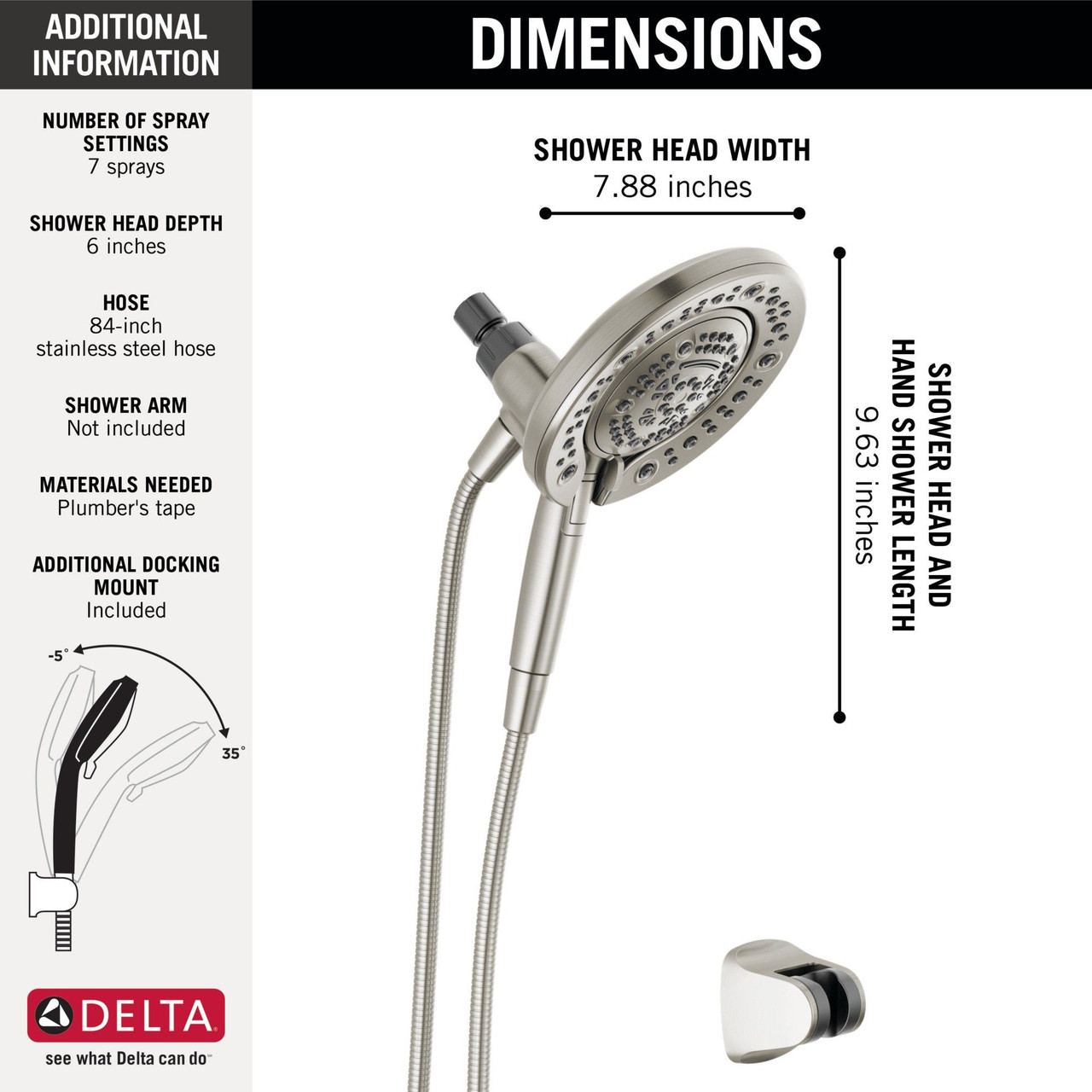 75687DSN Universal Showering Components In2ition 7-Setting Two-in-One Shower, Satin Nickel