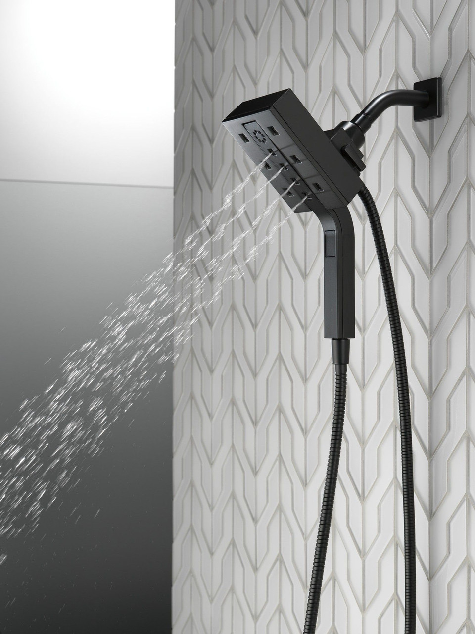 58473-BL Universal Showering Components H2Okinetic In2ition 4-Setting Two-in-One Shower, Matte Black