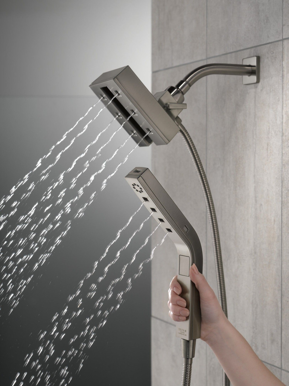 Delta 58473-KS-PR Universal Showering Components H2Okinetic In2ition 4-Setting Two-in-One Shower, Lumicoat Black Stainless