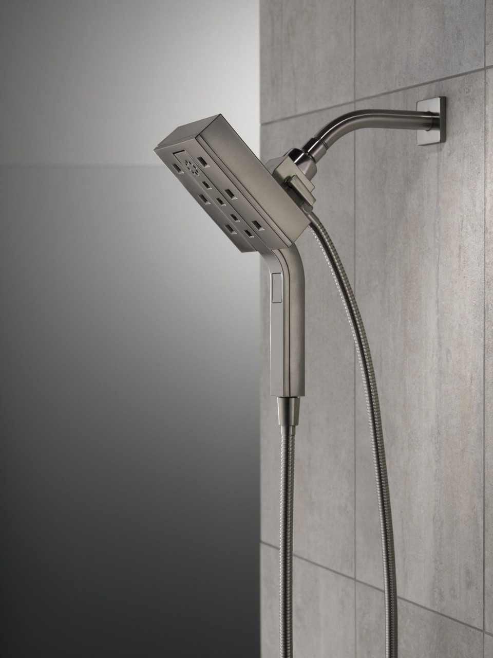 58473-KS-PR Universal Showering Components H2Okinetic In2ition 4-Setting Two-in-One Shower, Lumicoat Black Stainless