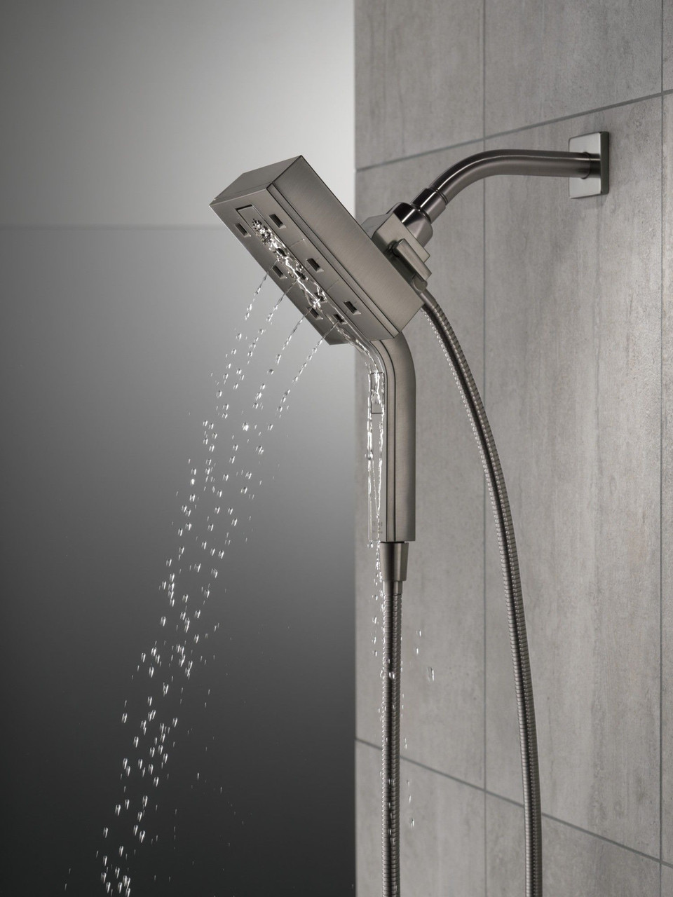 58473-KS-PR Universal Showering Components H2Okinetic In2ition 4-Setting Two-in-One Shower, Lumicoat Black Stainless