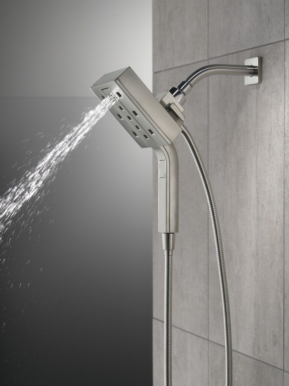 Delta 58473-SS-PR25 Universal Showering Components H2Okinetic In2ition 4-Setting Two-in-One Shower, Lumicoat Stainless