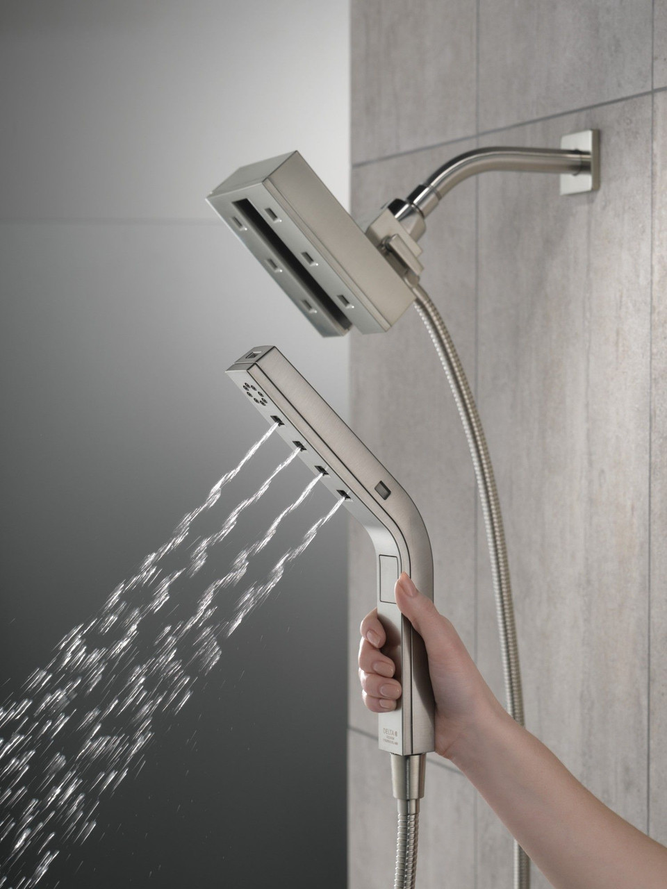 Delta 58473-SS-PR25 Universal Showering Components H2Okinetic In2ition 4-Setting Two-in-One Shower, Lumicoat Stainless