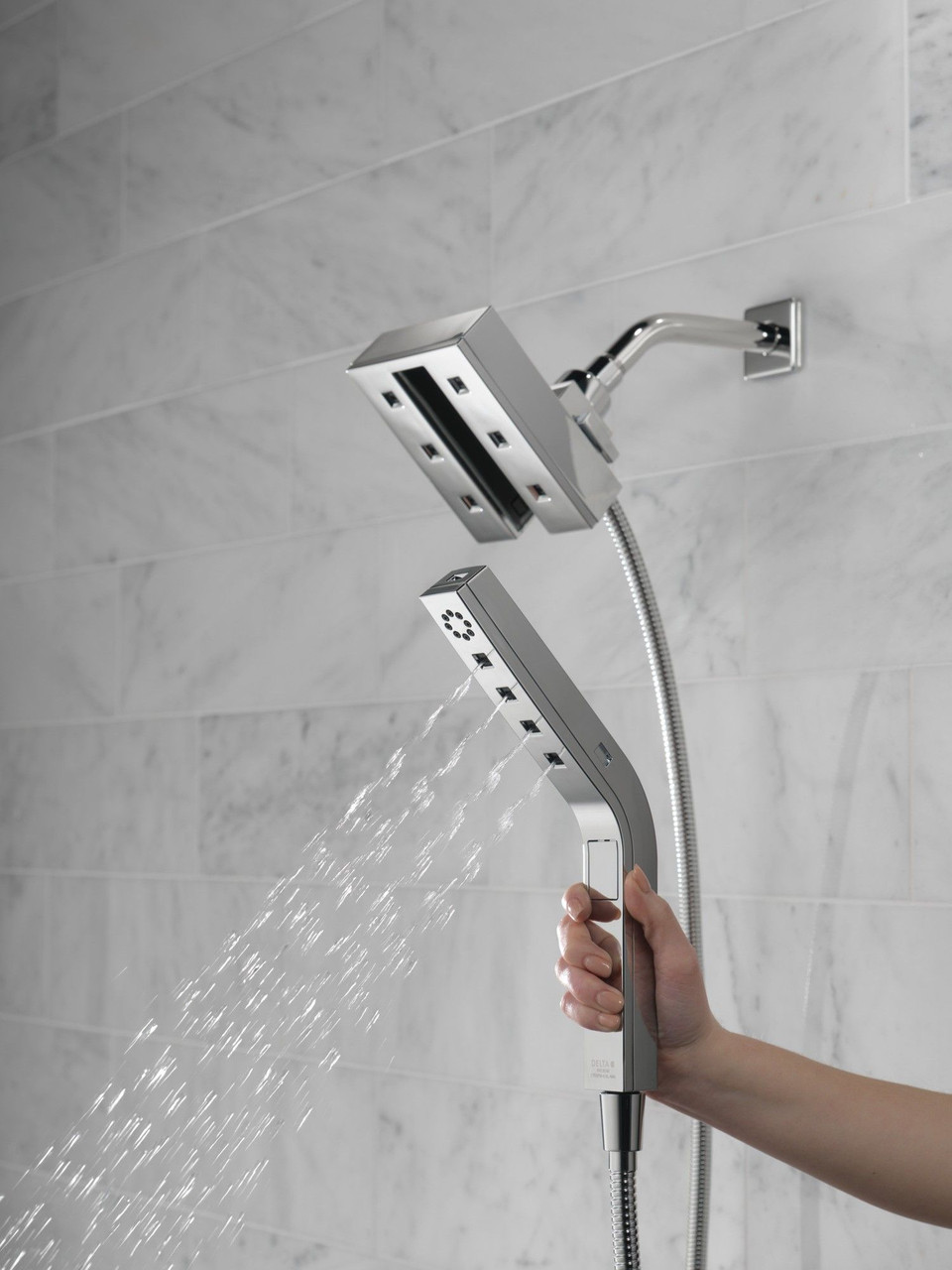 Delta 58473-PR25 Universal Showering Components H2Okinetic In2ition 4-Setting Two-in-One Shower, Lumicoat Chrome