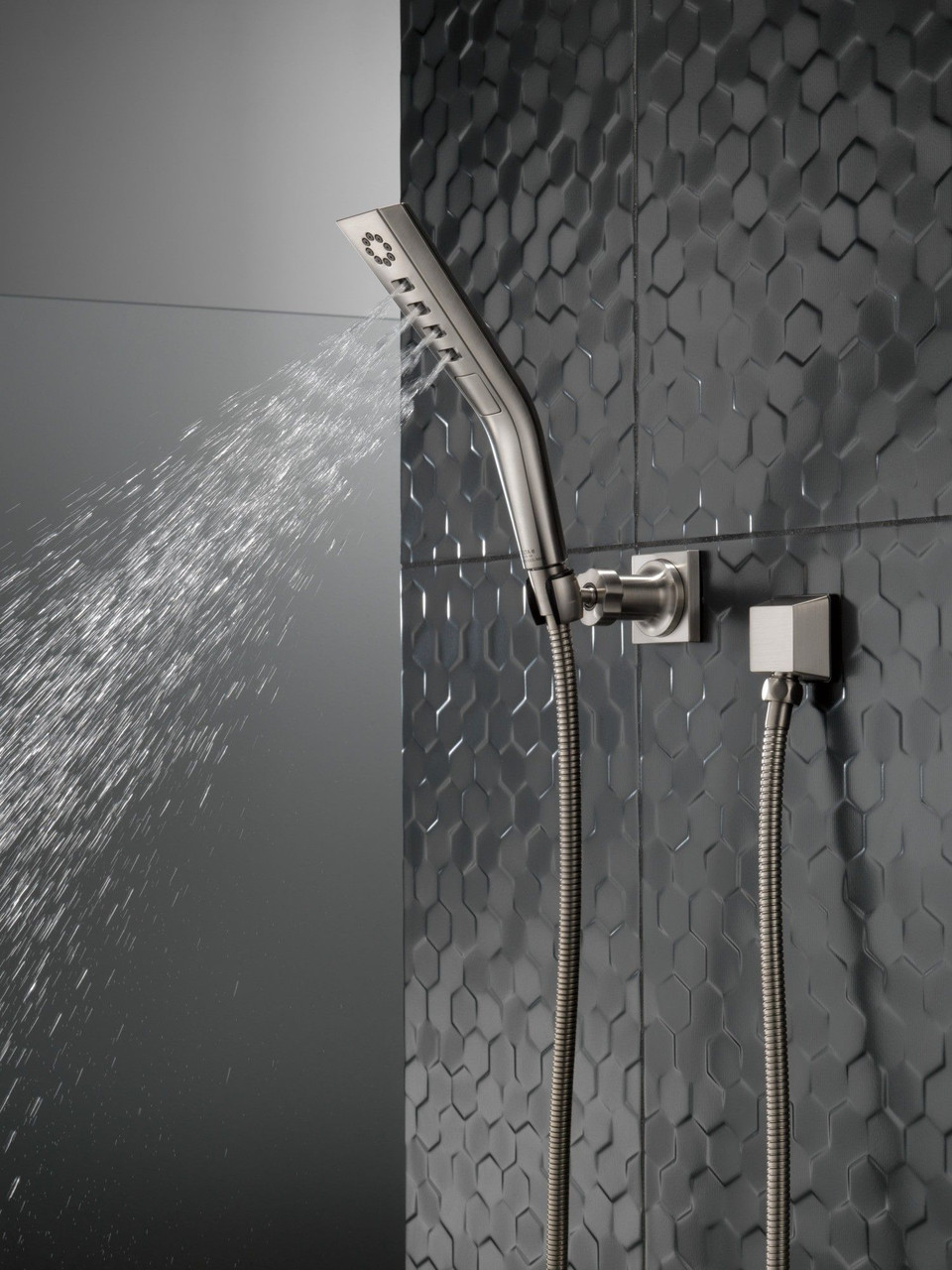 Delta 55799-SS-PR Universal Showering Components H2Okinetic 3-Setting Wall Mount Hand Shower, Lumicoat Stainless