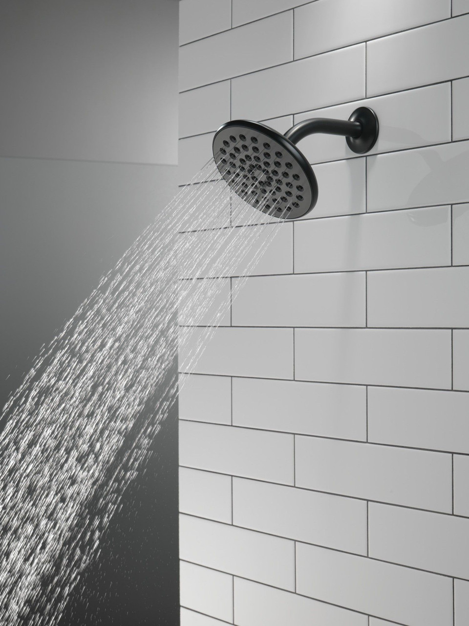 52433-BL Universal Showering Components Single-Setting Raincan Shower Head, Matte Black