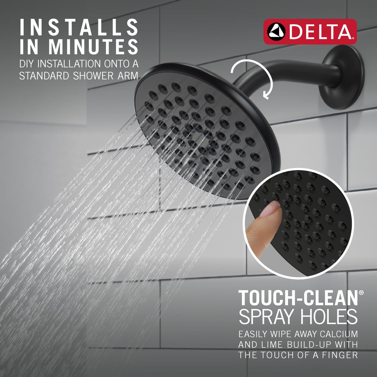 52433-BL Universal Showering Components Single-Setting Raincan Shower Head, Matte Black