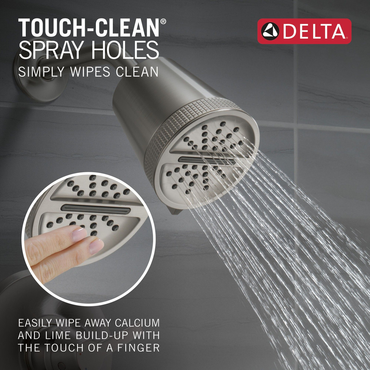 52386-SS-PR Universal Showering Components 3-Setting Showerhead, Lumicoat Stainless