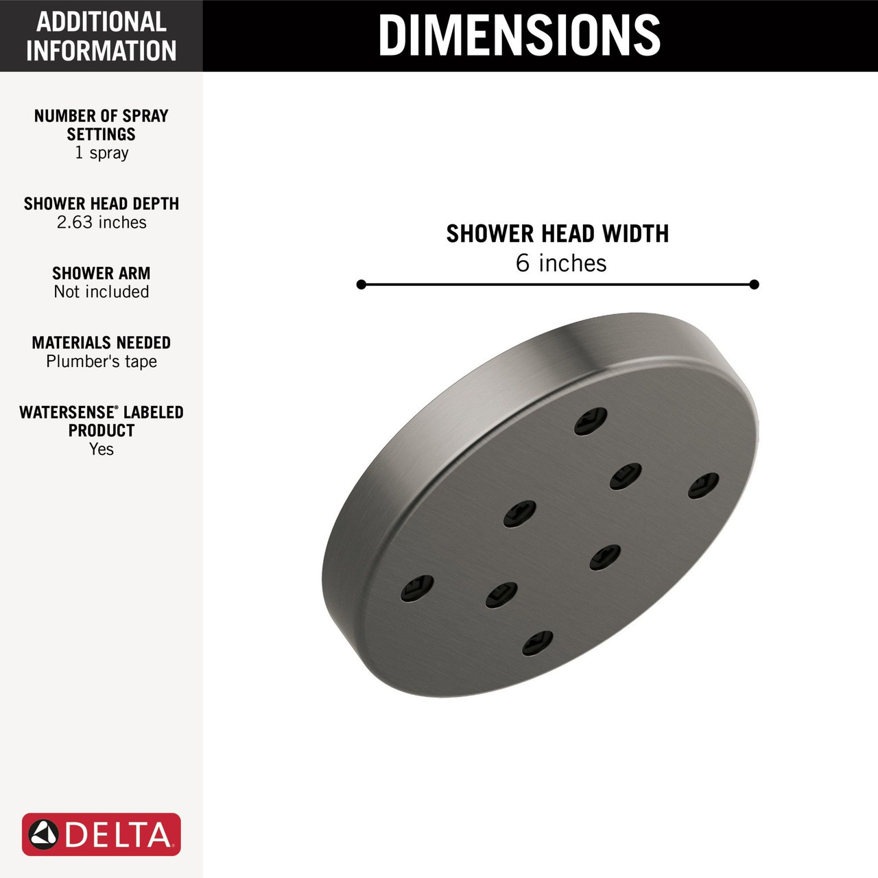 52175-KS-PR Universal Showering Components H2Okinetic Single-Setting Metal Raincan Shower Head, Lumicoat Black Stainless