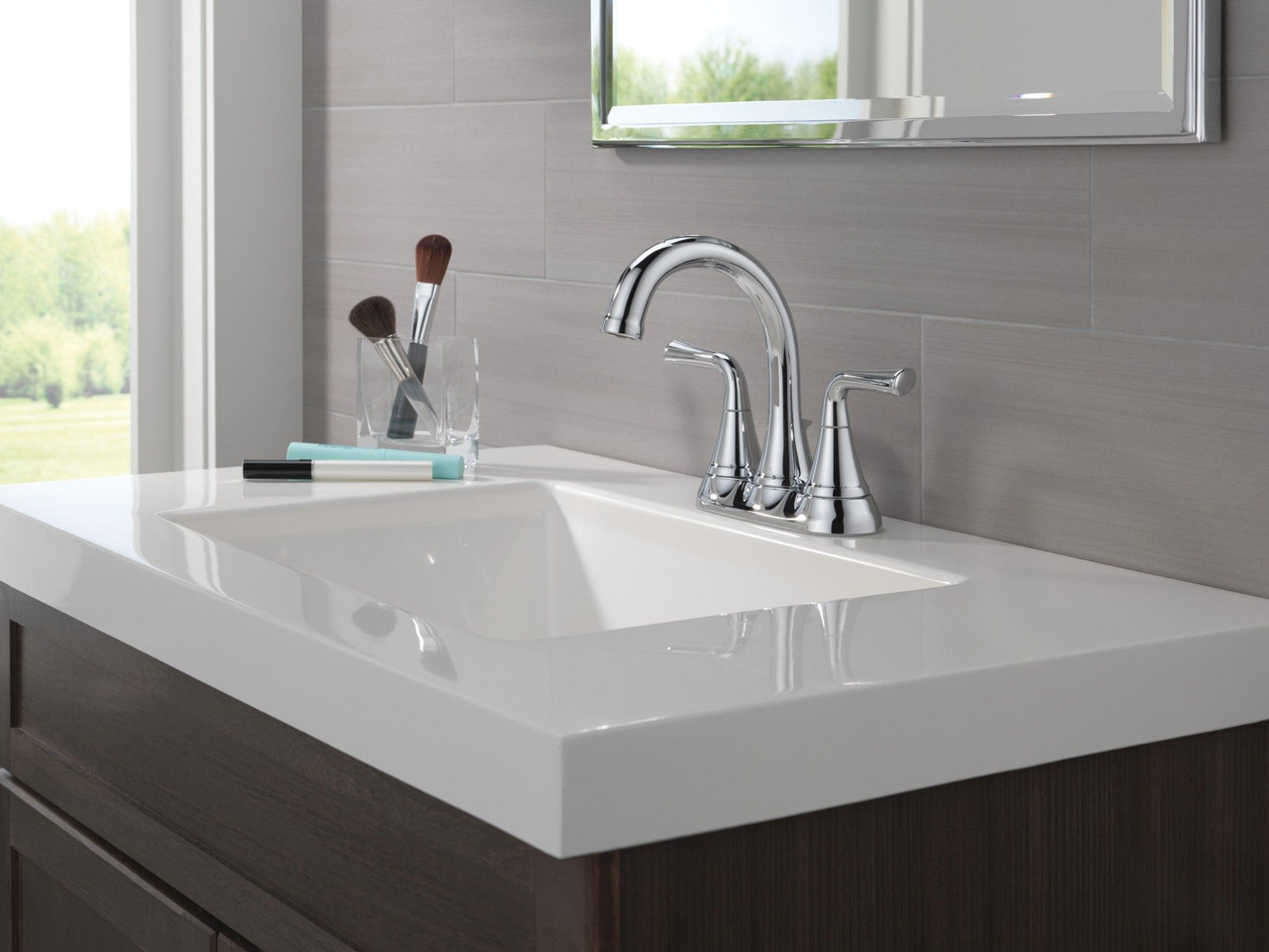 Delta 2533LF-TP Kayra Two Handle Tract Pack Centerset Bathroom Faucet, Chrome