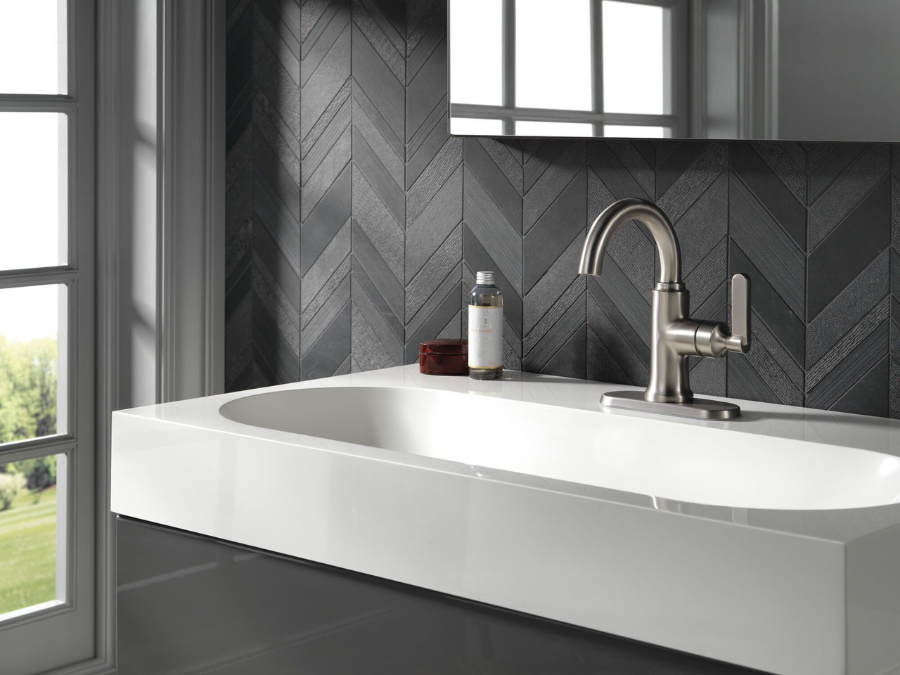 Delta 15769LF-SP Alux Single Handle Bathroom Faucet, Spotshield Brushed Nickel