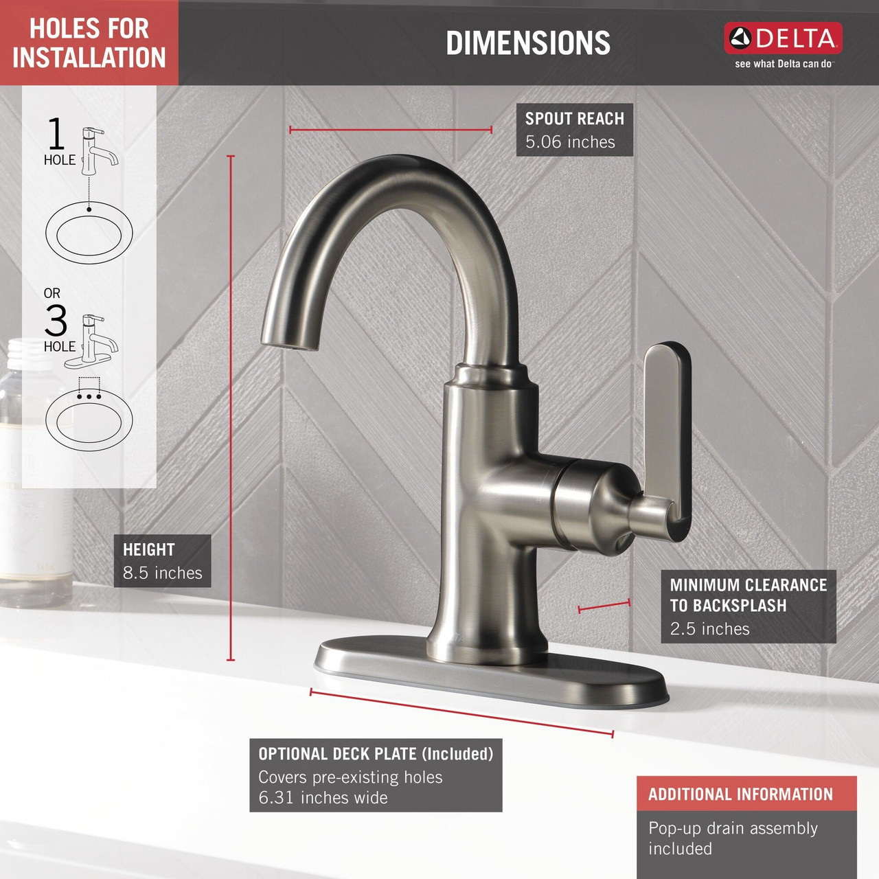 15769LF-SP Alux Single Handle Bathroom Faucet, Spotshield Brushed Nickel