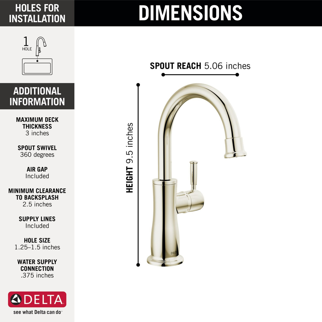 Delta 1960-PN-DST Other Traditional Beverage Faucet, Polished Nickel