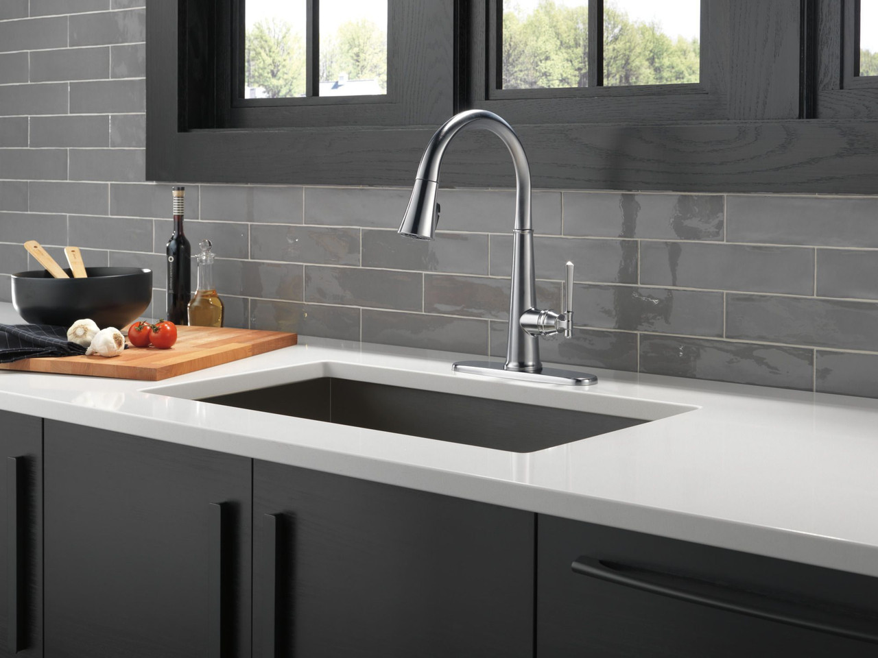 9182-AR-PR-DST Emmeline Single Handle Pull Down Kitchen Faucet, Lumicoat Arctic Stainless