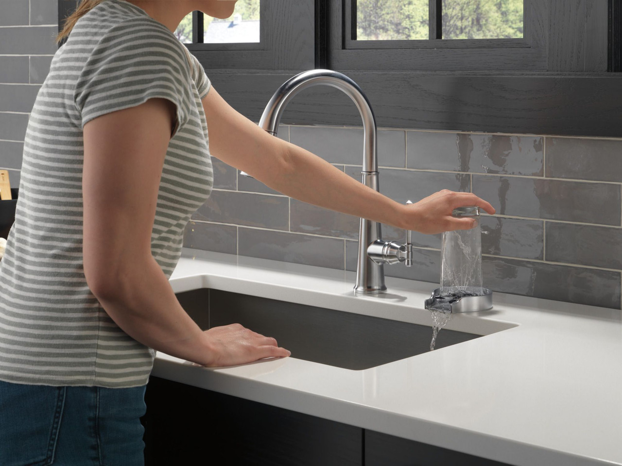 9182-AR-PR-DST Emmeline Single Handle Pull Down Kitchen Faucet, Lumicoat Arctic Stainless