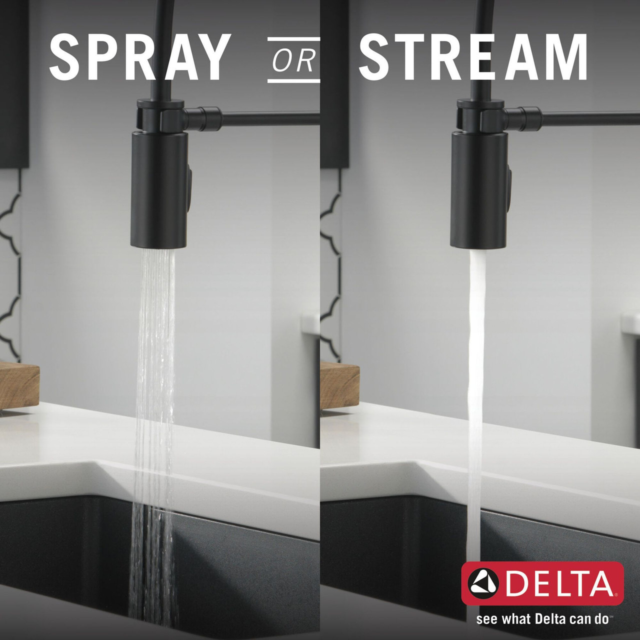 Delta 18803-BL-DST Antoni Single Handle Pull Down Spring Kitchen Faucet, Matte Black