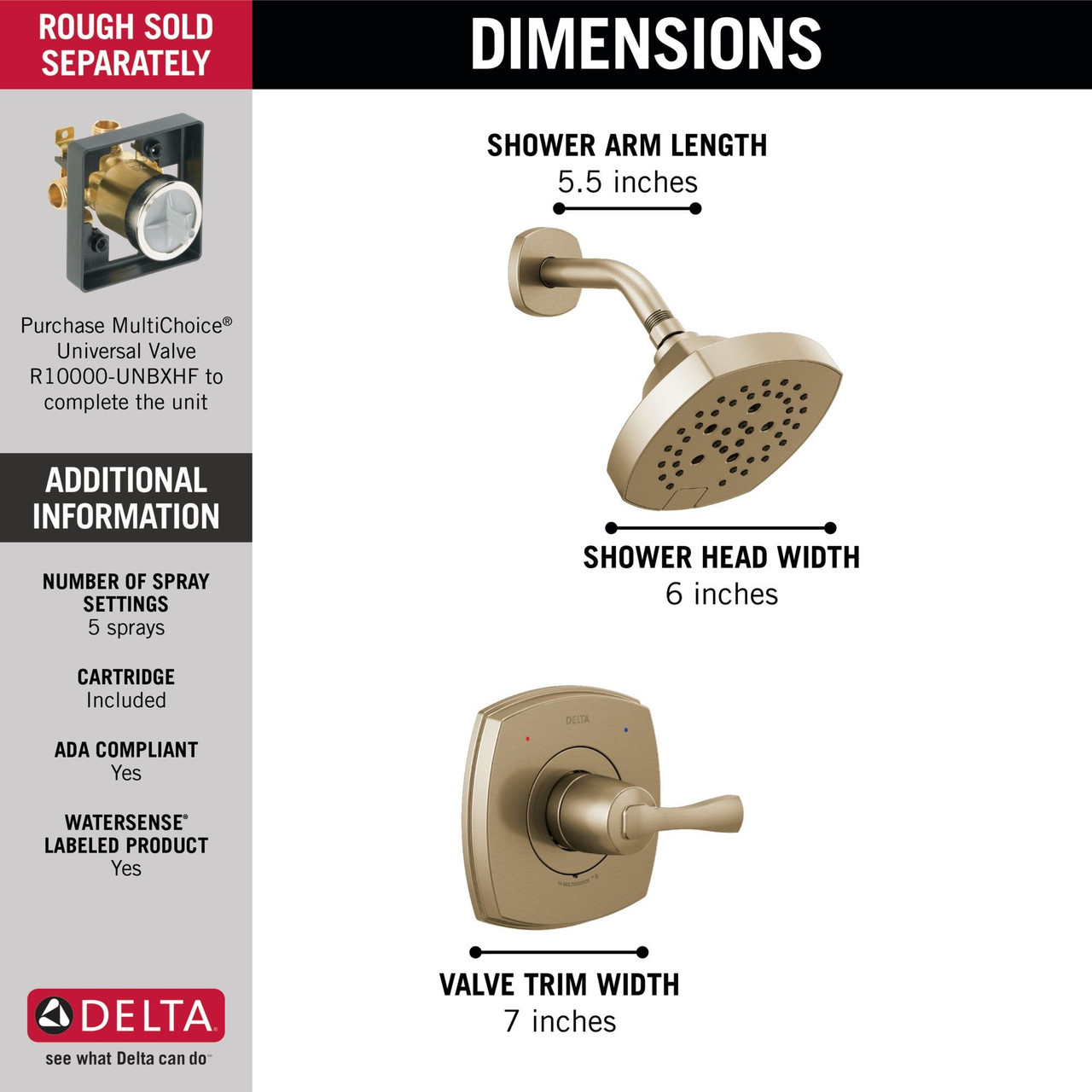 T14276-CZ Stryke 14 Series Shower Only, Champagne Bronze