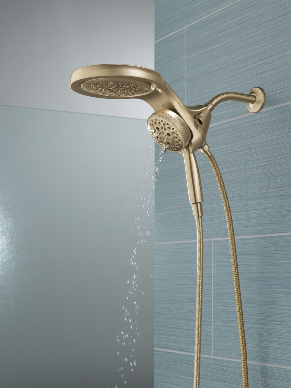 58680-CZ Universal Showering Components HydroRain H2Okinetic 5-Setting Two-in-One Shower Head, Champagne Bronze
