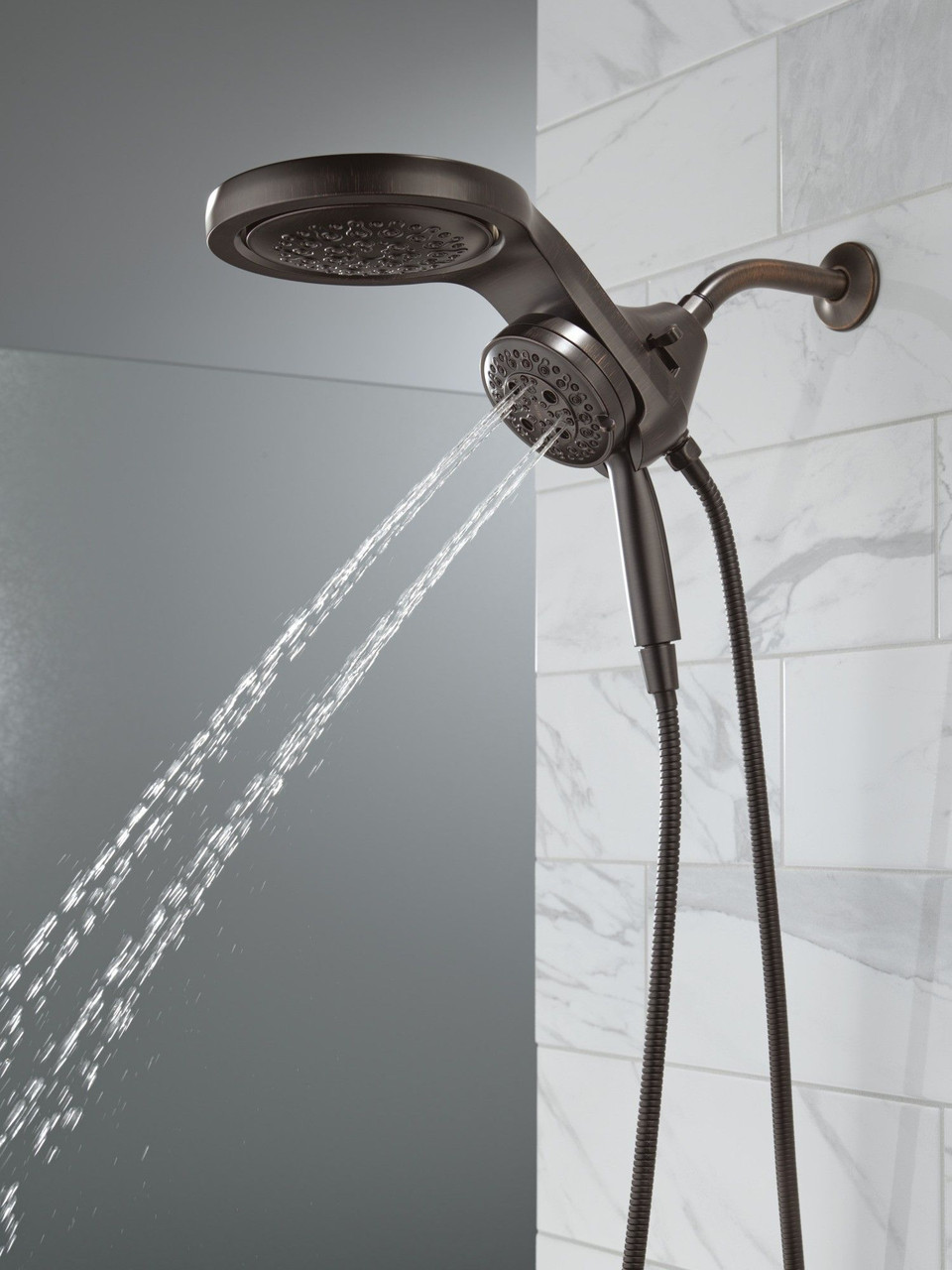 58680-RB25 Universal Showering Components HydroRain H2Okinetic 5-Setting Two-in-One Shower Head, Venetian Bronze