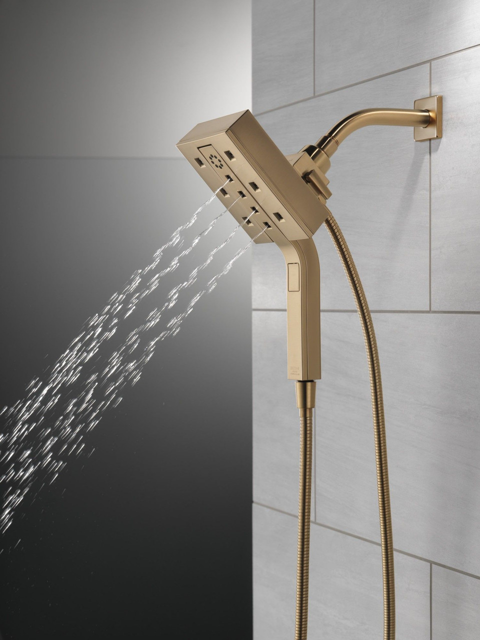 Delta 58473-CZ-PR Universal Showering Components H2Okinetic In2ition 4-Setting Two-In-One Shower, Lumicoat Champagne Bronze