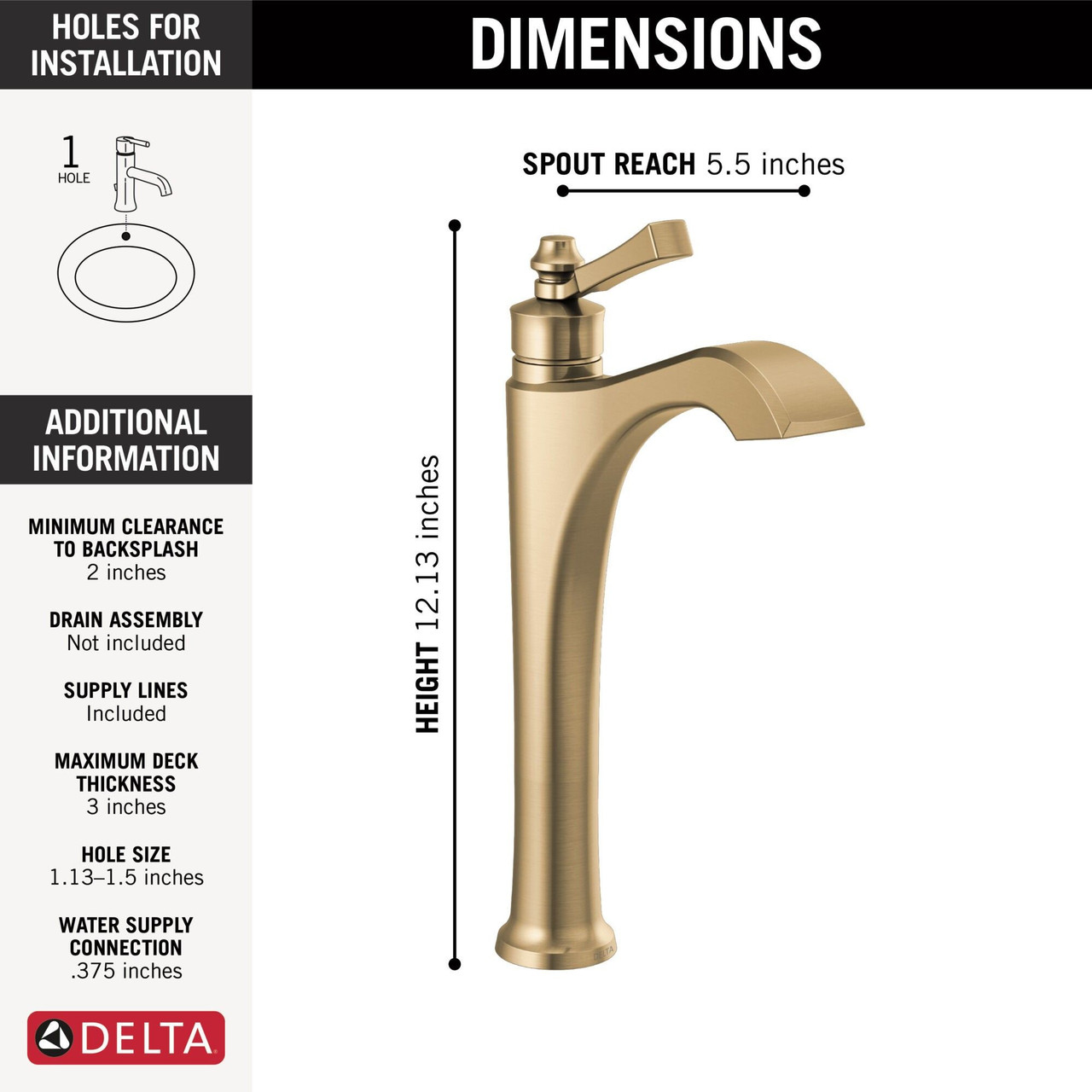 756-CZ-DST Dorval Single Handle Vessel Bathroom Faucet, Champagne Bronze