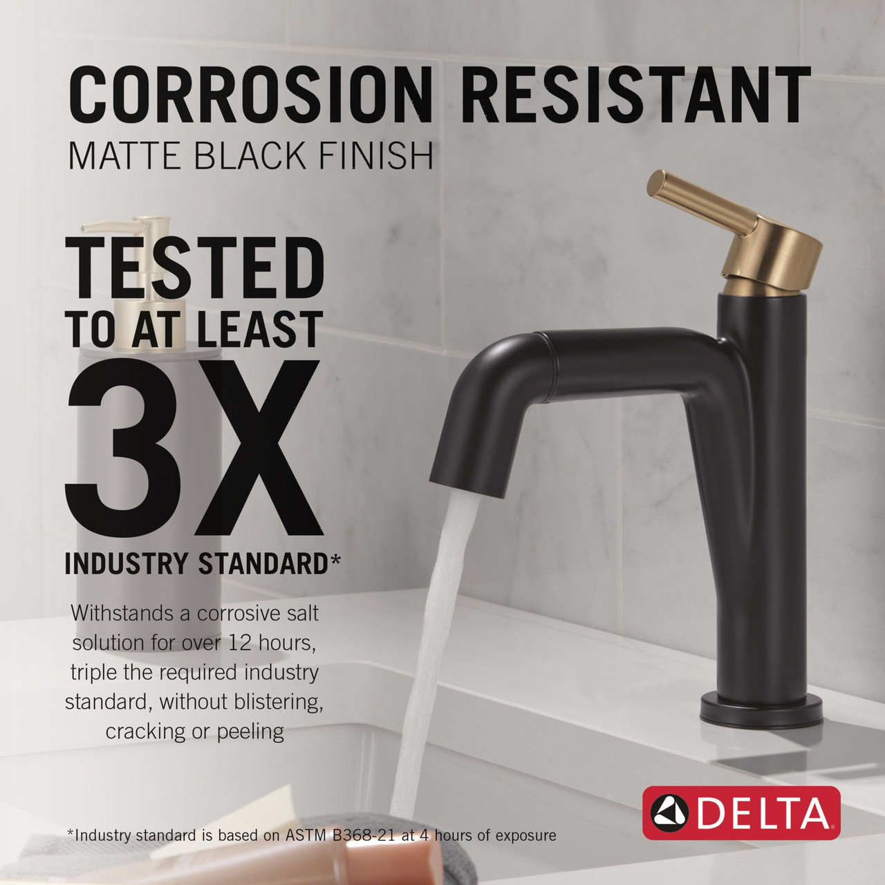 Delta 15849LF-GZPD Nicoli 7.31-in x 6.06-in x 8.63-in Single Handle Pull-Down Bathroom Faucet, Matte Black and Champagne Bronze