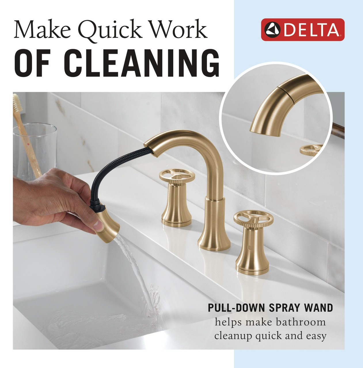 Delta 3558-CZPD-DST Trinsic Two Handle Widespread Pull Down Bathroom Faucet, Champagne Bronze