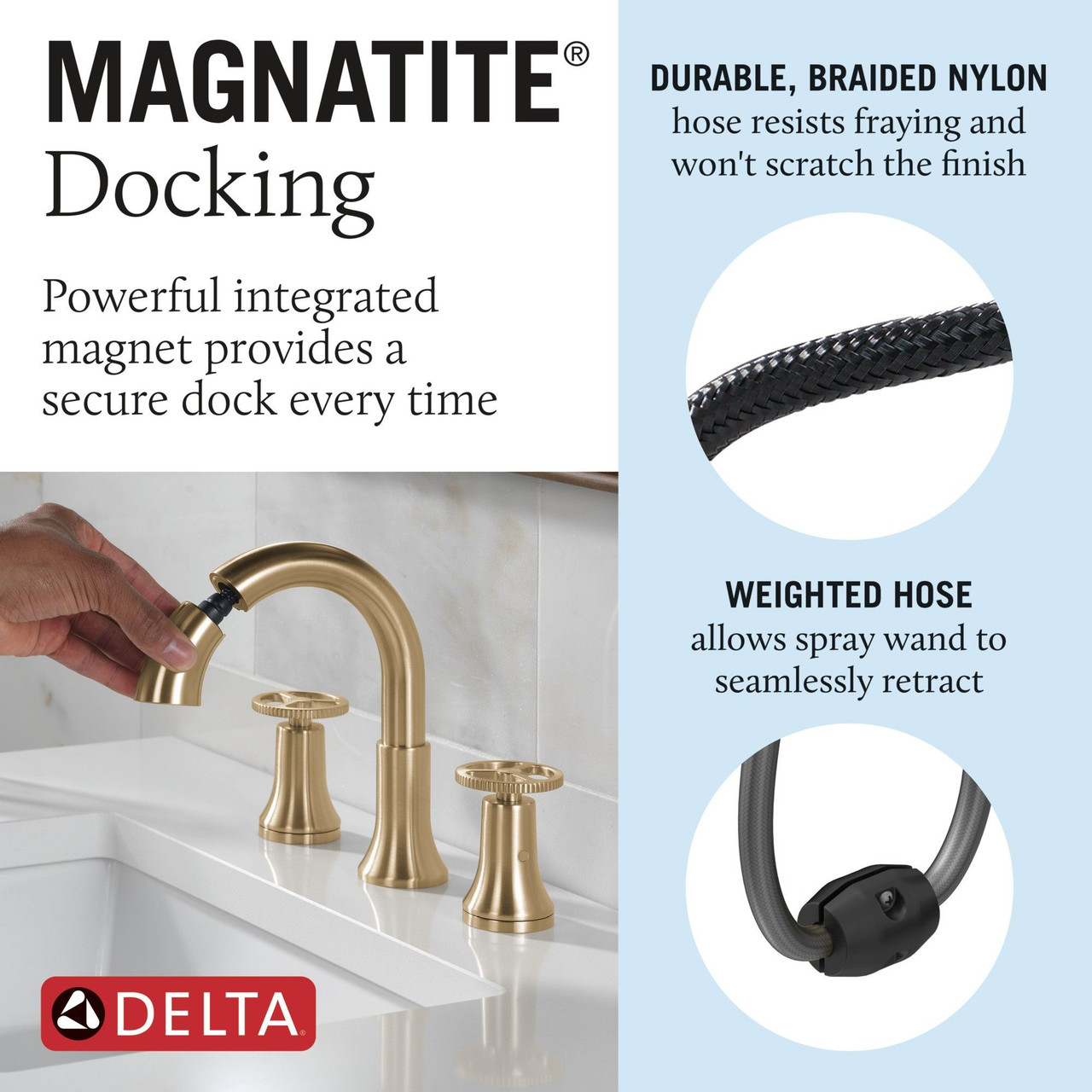 Delta 3558-CZPD-DST Trinsic Two Handle Widespread Pull Down Bathroom Faucet, Champagne Bronze