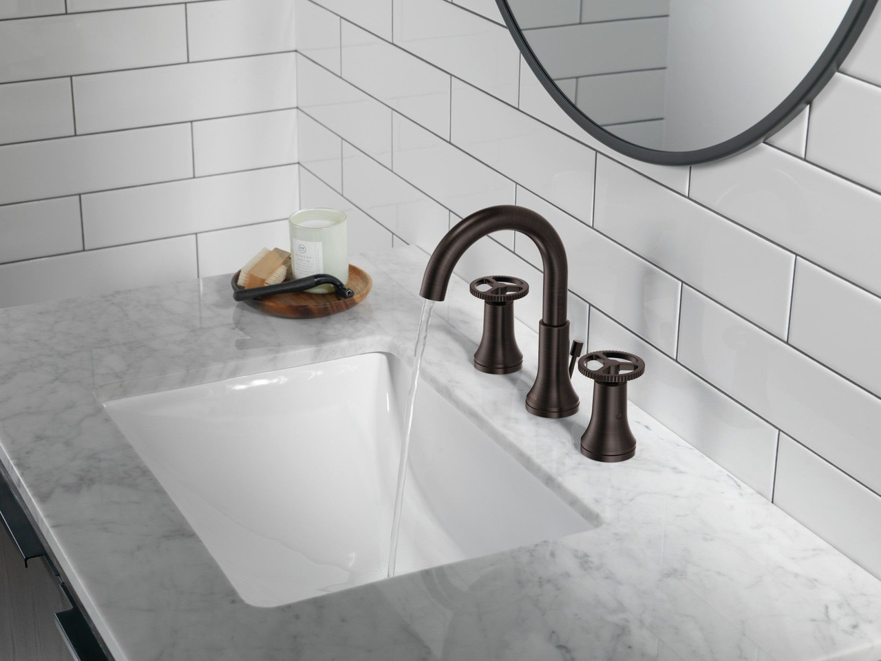 Delta 3558-RBMPU-DST Trinsic Two Handle Widespread Bathroom Faucet, Venetian Bronze