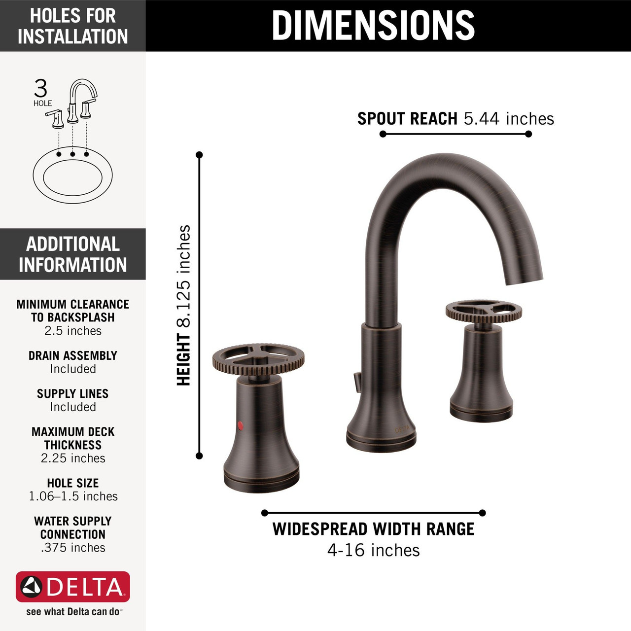Delta 3558-RBMPU-DST Trinsic Two Handle Widespread Bathroom Faucet, Venetian Bronze