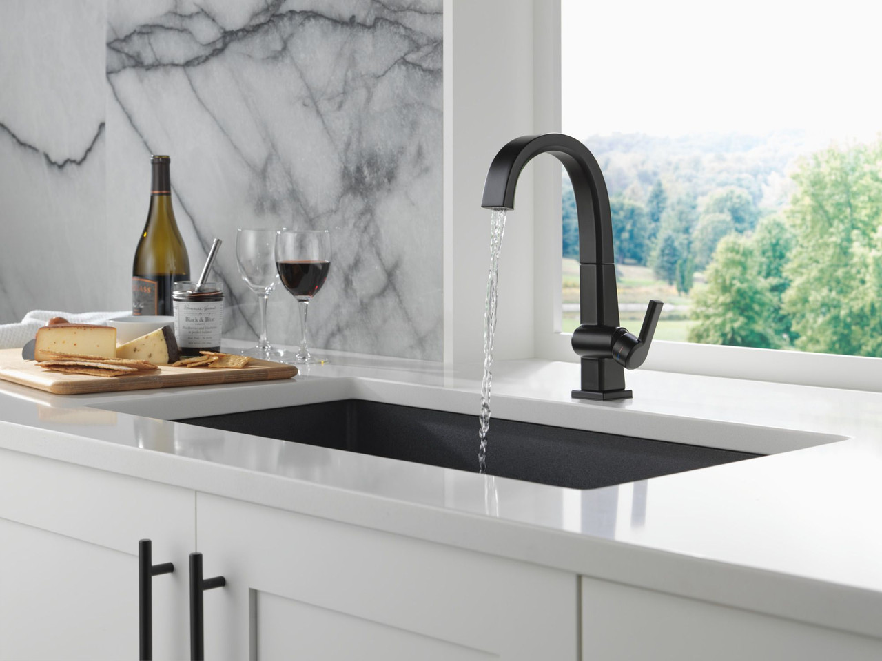 1993LF-BL Pivotal Single Handle Bar Faucet, Matte Black