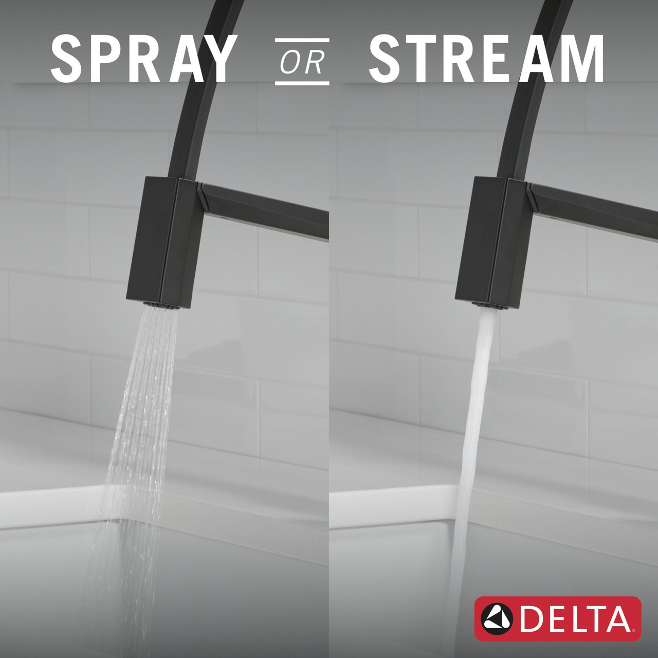 9693T-BL-DST Pivotal Single Handle Exposed Hose Kitchen Faucet with Touch2O Technology, Matte Black