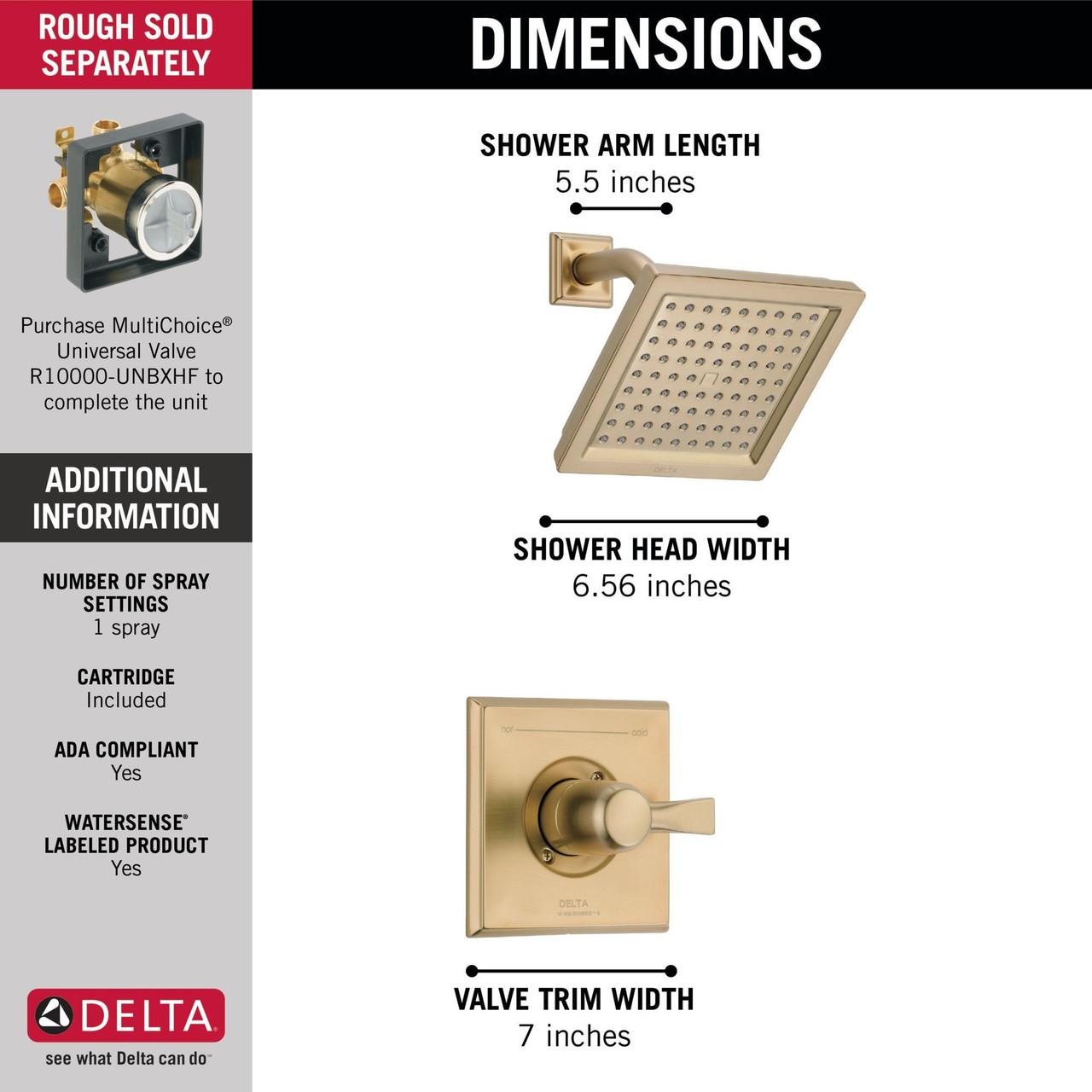 T14251-CZ-WE Dryden Monitor 14 Series Shower Trim, Champagne Bronze