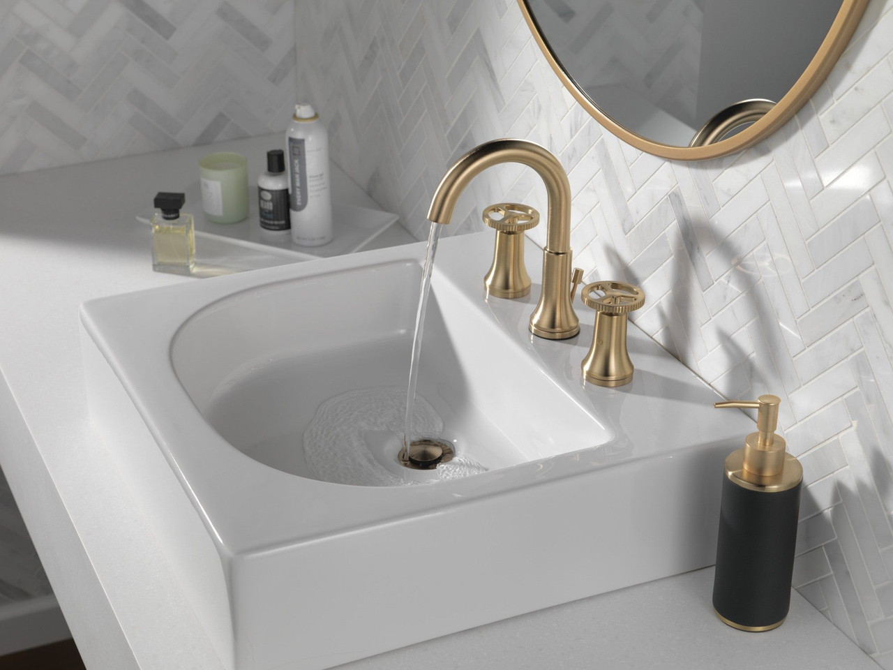 Delta 3558-CZMPU-DST Trinsic Two Handle Widespread Bathroom Faucet, Champagne Bronze