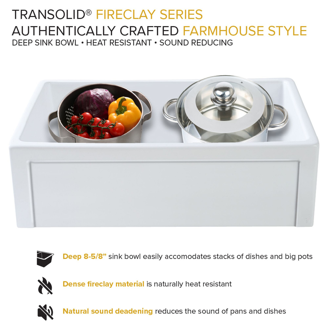 Aries 30-7/8" x 20-3/16 x 10" Fireclay underrmount farmhouse reversible roman/plain super single bowl