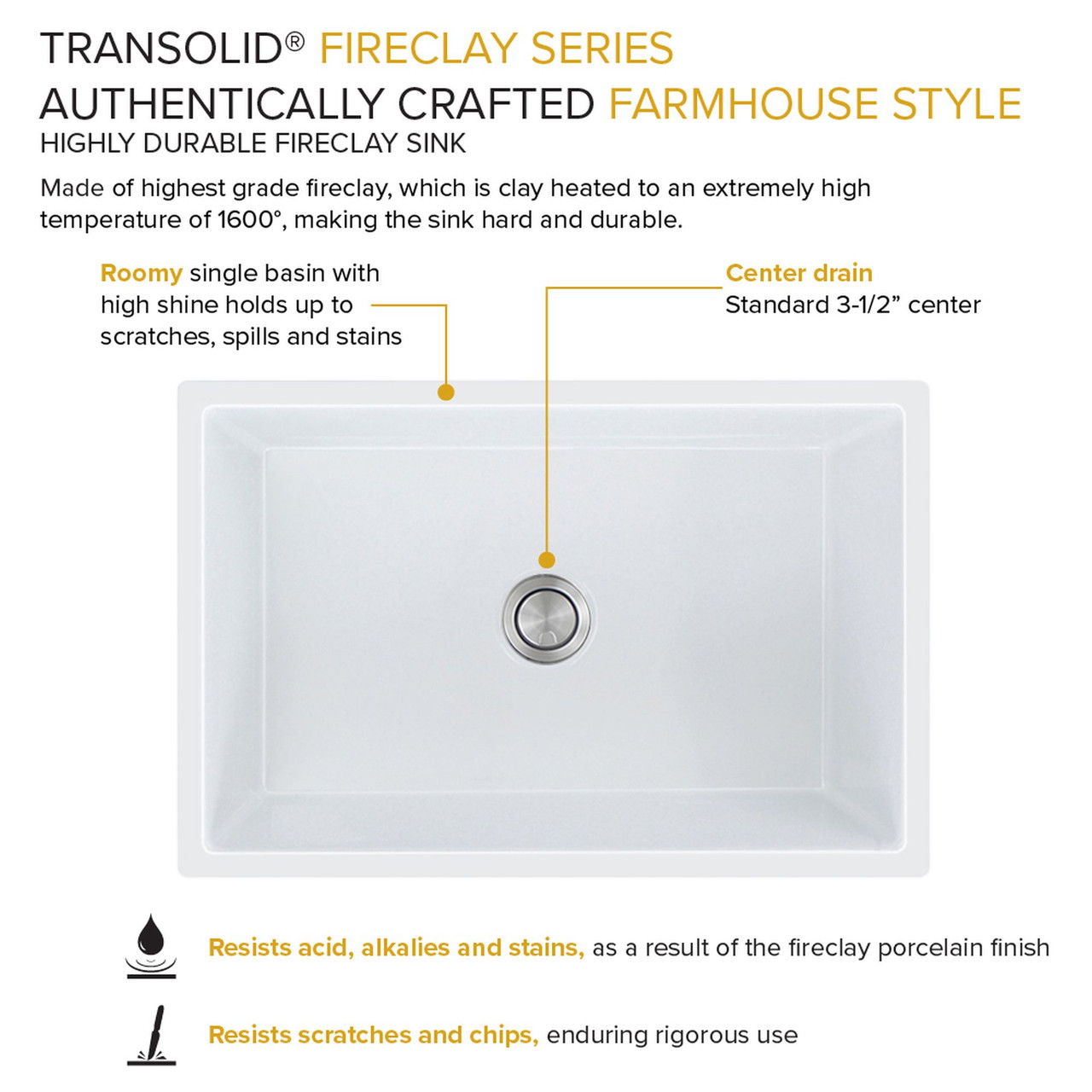 Aries 30-7/8" x 20-3/16 x 10" Fireclay underrmount farmhouse reversible roman/plain super single bowl
