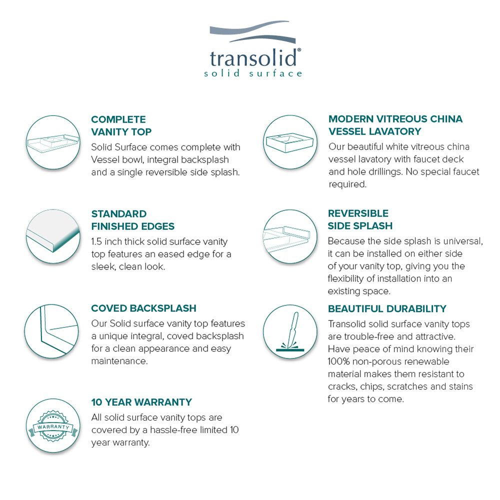 61.25 in. W x 22.25 in. D Solid Surface Vessel Vanity Top in Almond Sky with 4in Centerset and Rectangular Vessel Sink