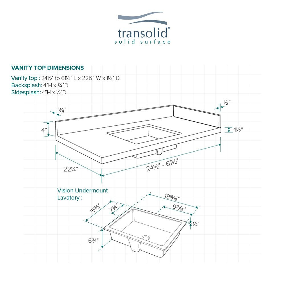 49 in. W x 22.25 in. D Solid Surface Vanity Top in Almond Sky with 4in Centerset and Rectangular Undermount Sink